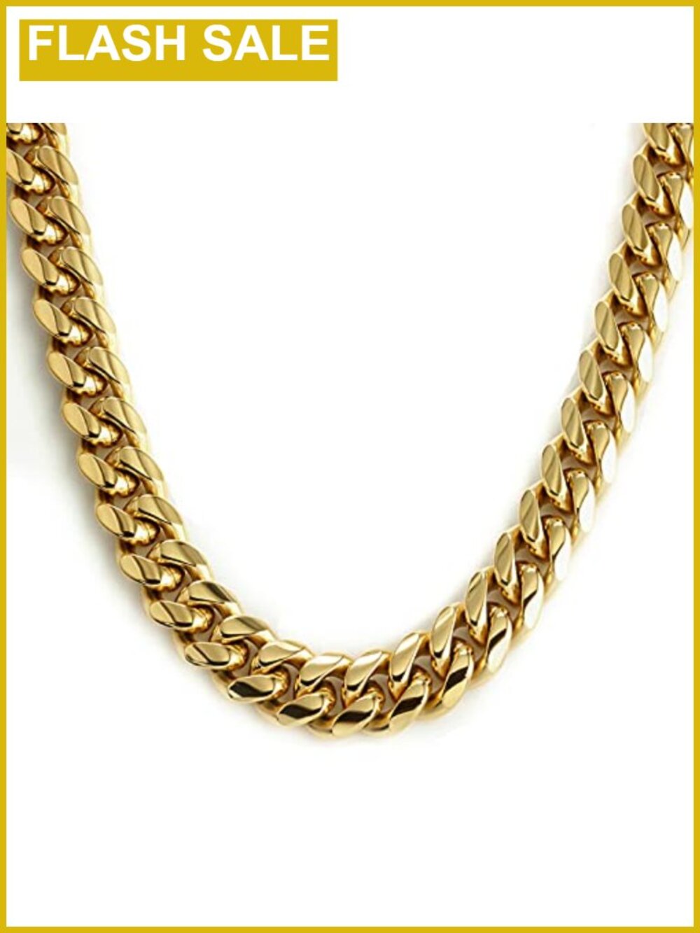 14k Gold Plated Cuban Link Chain Necklace for Men 10mm Stainless Steel Miami